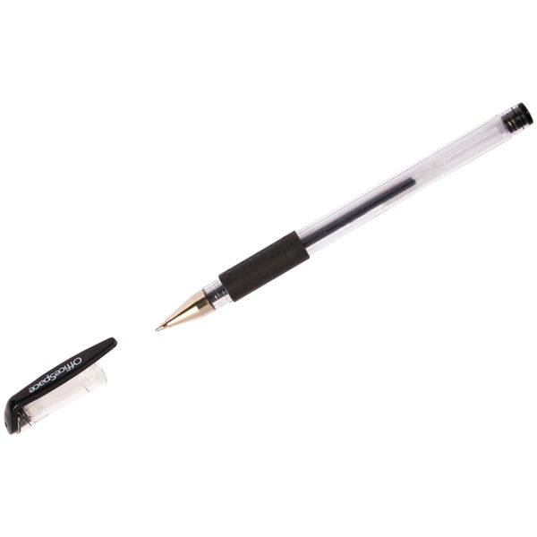 Ручка гелевая черная, 0,5мм, грип
