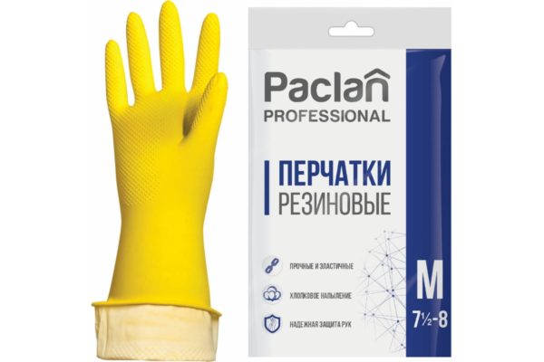 Перчатки рез. с Х/б нап. M  "Paclan Professional" /5/100/