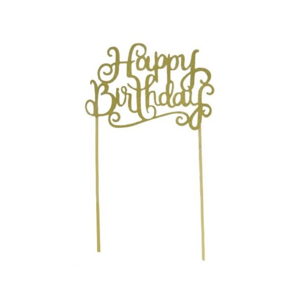 Украшение для торта "Happy Birthday" (бумага, дерево)