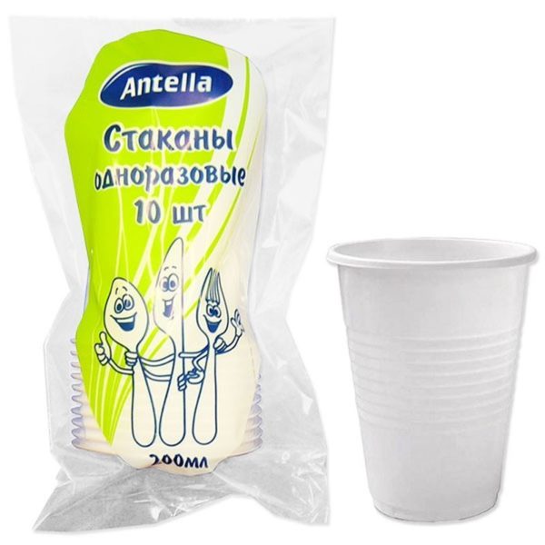 Стакан 200мл белый 10шт/уп Антелла /120/ Стакан 200мл белый 10шт/уп Антелла /120/