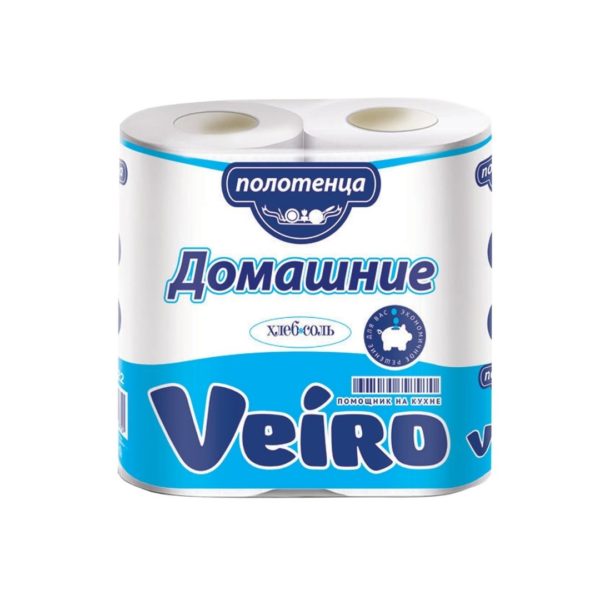 Полотенце бум. "VEIRO" Домашние 2-х слойные белые 2рул/уп     /128030