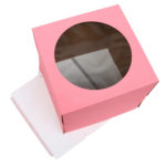 Коробка тортовая с окном картон, 30*30*30см розовая