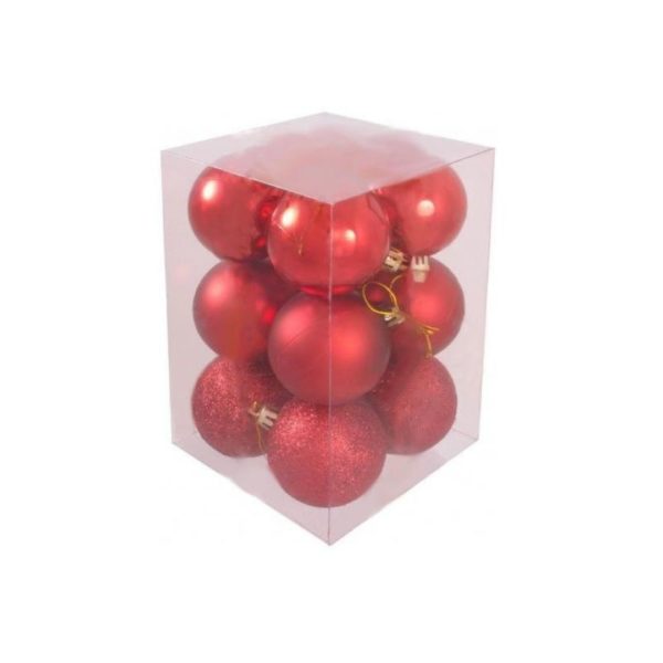 Набор из 12 пласт. шаров НГ, 5 см, красные