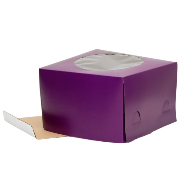 Коробка тортовая с окном картон, 30*30*19см, фиолетовый