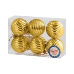ЕУ Набор пластиковых шаров 6шт.,60мм Золотая волна ,золото,пластиковая упаковка