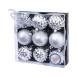 ЕУ Набор пластиковых шаров 9шт.,60мм ,серебро ,подарочная упаковка