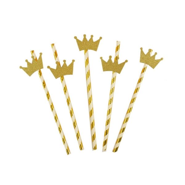 Трубочки д/коктейля 5*250мм "С золотой Короной", бум., цветн., прямые (12/уп)