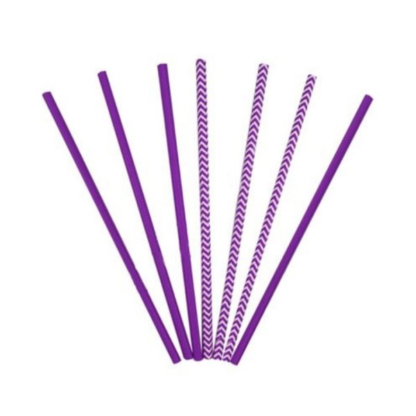 Трубочки д/коктейля 240мм "Purple", бум., цветн., прямые (12(6+6)шт/уп)
