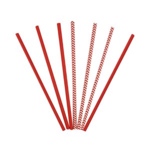 Трубочки д/коктейля 240мм "Red", бум., цветн., прямые (12(6+6)шт/уп)