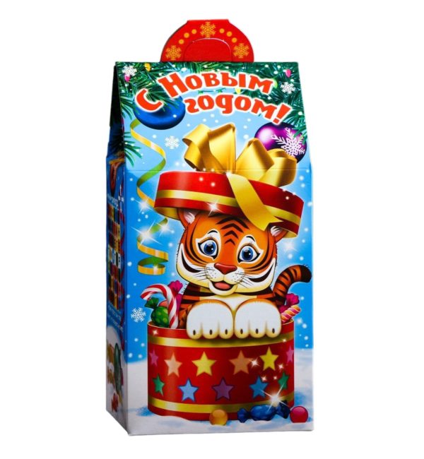 Коробка д/под картонная НГ 23,5*12*10см "Тигр с конфетой"