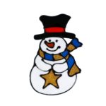 Наклейка на стекло «Снеговик в полосатом шарфе со звездой» 9,5*15см