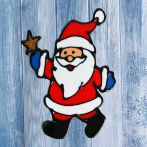 Наклейка на стекло "Дед Мороз со звездой" 9,5*14,5см