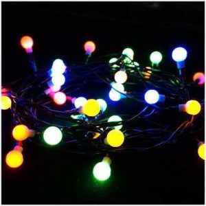 Гирлянда Яркий праздник "Шарики", 50 ламп, многоцветная, 8 режимов, 4м, темный провод