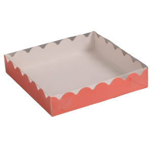 Коробочка д/печенья с PVC крышкой, красная, 15 х 15 х 3 см