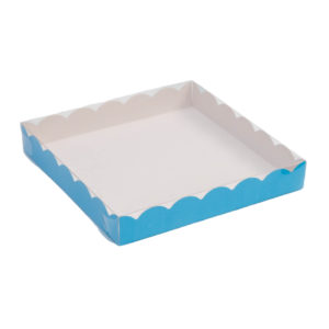 Коробочка д/печенья с PVC крышкой, голубая, 18 х 18 х 3 см