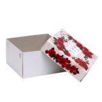 Коробка тортовая картон, 21,5 х 21,5 х 12 см, «Цветы красные» 1 кг