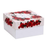 Коробка тортовая картон, 21,5 х 21,5 х 12 см, «Цветы красные» 1 кг