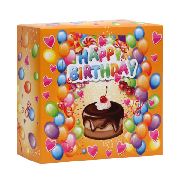 Коробка тортовая картон, 24 х 24 х 12 см "Happy Birthday", 1,5 кг