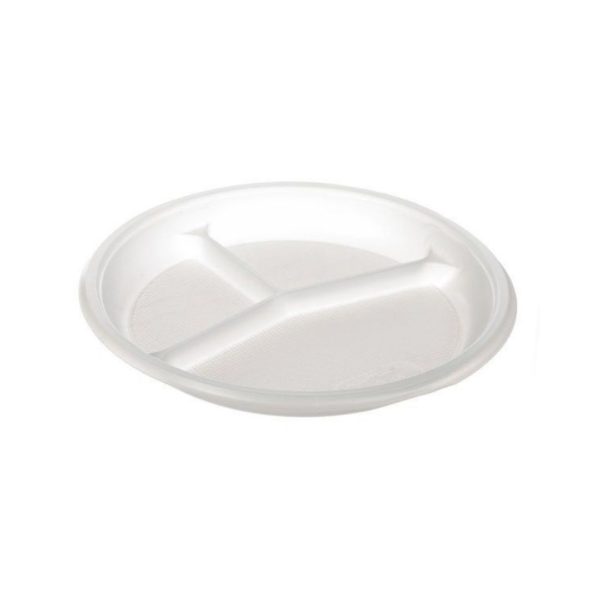 Тарелка 3-секц D 220мм пластик/белая /100/1800/