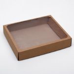 Коробка сборная без печати крышка-дно бурая с окном 37 х 32 х 7 см /5/