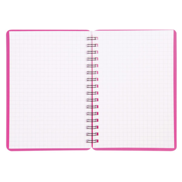 Записная книжка А6 60л, на гребне OfficeSpace "Neon" , розовая пласт. обложка / 310420