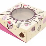 Коробка п/пирожные картонная 230х130х80 «Кексы» розовые /50/