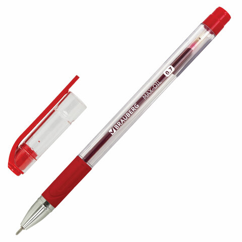Ручка шар. масляная с грипом BRAUBERG "Max-Oil", КРАСНАЯ, узел 0,7 мм, линия письма 0,23 мм /12/ Ручка шар. масляная с грипом BRAUBERG "Max-Oil", КРАСНАЯ, узел 0,7 мм, линия письма 0,23 мм /12/