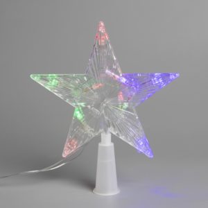 Световая верхушка на елку "Звезда прозрачная" 15см, 10 LED, провод 2 метра, 220 В, свечение RG/RB
