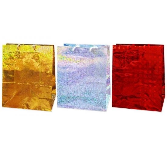 Пакет подарочный  ГОЛОГРАФИЯ  26*32,4*12,7см (gold,red,silver) (L)  Антелла
