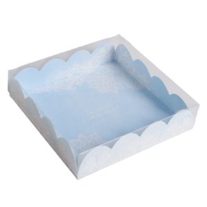 Коробка д/пирожных с PVC c крышкой «Сделано с любовью», 13 × 13 × 3 см