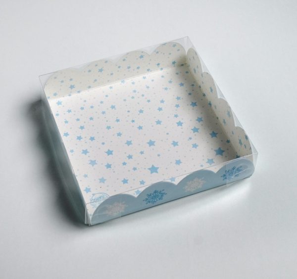 Коробка д/пирожных с PVC крышкой «Морозное утро», 13 × 13 × 3 см. НГ  /5/