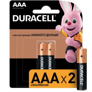 Батарейки Комплект 2шт "DURACELL" AAA(LR03,24A), алкалинов.