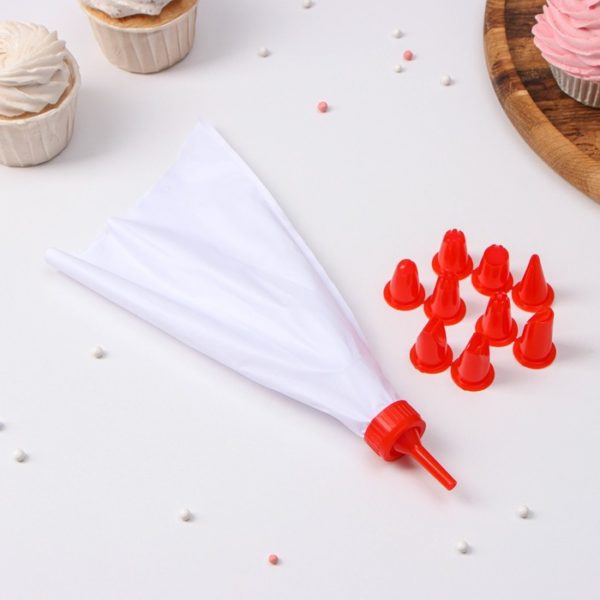 Мешок кондитерский Доляна "Помощник", 10 насадок, 28*19*3