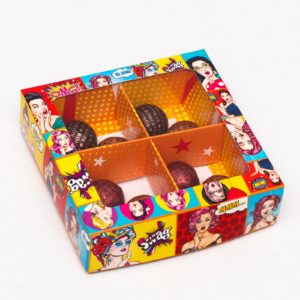 Коробка д/конфет " POP ART" 12,6 х 12,6 х 3,5 см / 5 /