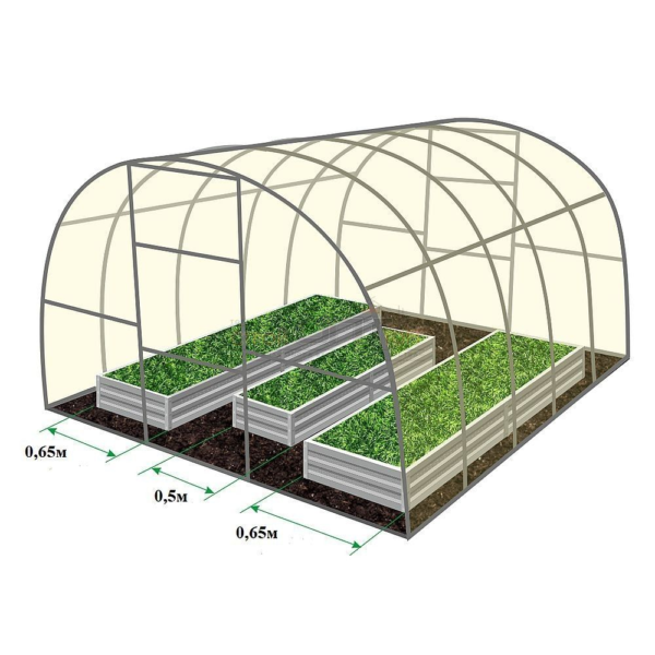 Грядка комплект д/теплицы 3*4 из 3х грядок (0,65*3,75м - 2шт, 0,5*3м - 1шт) высота 0,2м