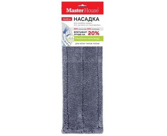 Насадка для швабры МОП плоская,микрофибра,14*43см,карманы,Людвиг/МОРМ-3,60302 серая Master House Насадка для швабры МОП плоская,микрофибра,14*43см,карманы,Людвиг/МОРМ-3,60302 серая Master House
