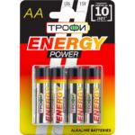 Батарейка ТРОФИ Energy LR6/316, 4шт/уп, алкалин. /4/40/