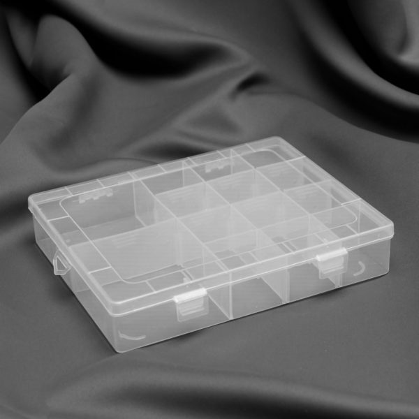 Органайзер для бисера, 14 ячеек, 21 × 17× 4 см, цвет прозрачный