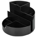 Подставка-органайзер BRAUBERG ROUND, 6 отделений, 130х130х90 мм, черная