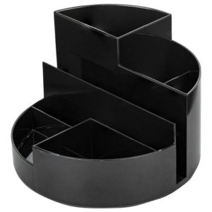 Подставка-органайзер BRAUBERG ROUND, 6 отделений, 130х130х90 мм, черная