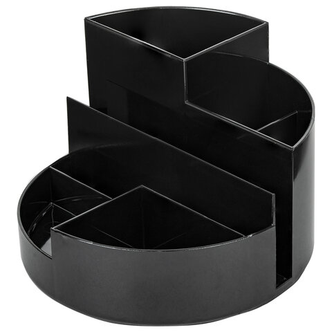 Подставка-органайзер BRAUBERG ROUND, 6 отделений, 130х130х90 мм, черная Подставка-органайзер BRAUBERG ROUND, 6 отделений, 130х130х90 мм, черная