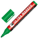 Маркер перманентный зеленый ULTRA MARKER 3,5 мм, с клипом, BRAUBERG /12/