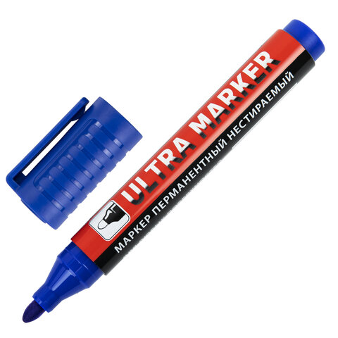 Маркер перманентный синий ULTRA MARKER 3,5 мм, с клипом, BRAUBERG /12/ Маркер перманентный синий ULTRA MARKER 3,5 мм, с клипом, BRAUBERG /12/