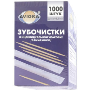 Зубочистки в инд. бум. упак. 1000шт "AVIORА"  бамбуковые
