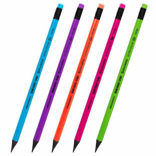 Карандаш простой ч/г "BRAUBERG ULTRA COLOR", 1 шт., HB, с ластиком, пластиковый /72/