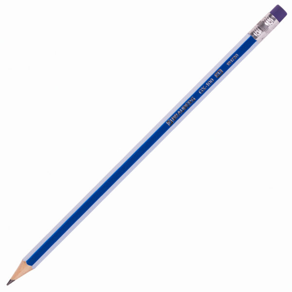 Карандаш чернографитный BRAUBERG "GX-100", 1 шт., HB, с ластиком, корпус синий