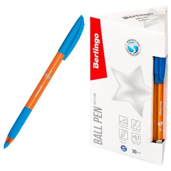 Ручка шариковая светло-синяя "Берлинго" "Skyline", 0,7мм, игольчатый стержень, грип, 255129 /30/ Ручка шариковая светло-синяя "Берлинго" "Skyline", 0,7мм, игольчатый стержень, грип, 255129 /30/