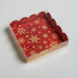 Коробка д/пирож. с PVC c крышкой «Новогоднего настроения», 13*13*3