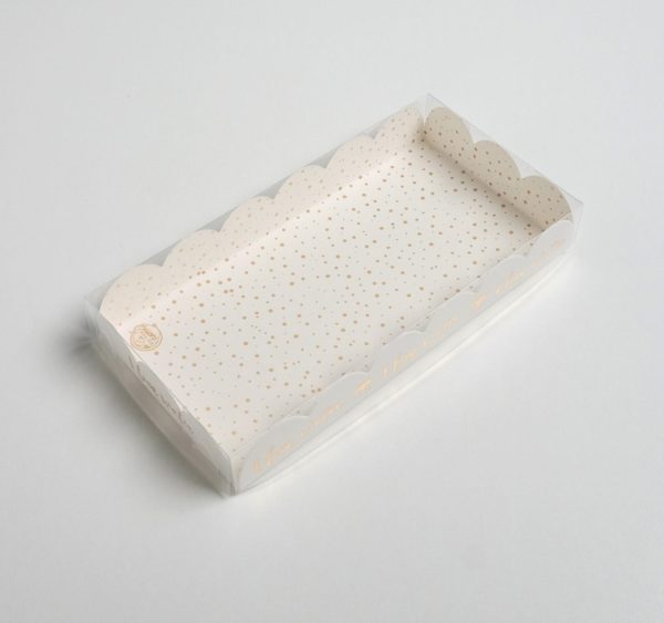 Коробка д/пирожных с PVC c крышкой «Снег», 10,5× 21 × 3 см, НГ /5/
