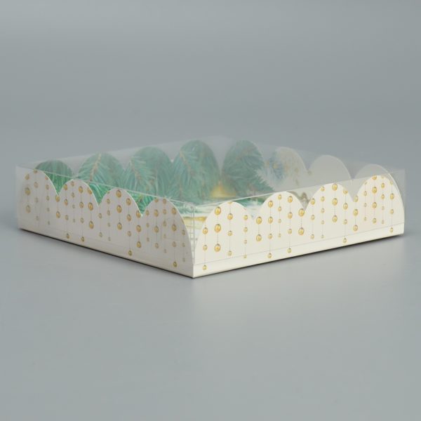 Коробка д/пирожных с PVC c крышкой 13 × 13 × 3 см, НГ / 5/
